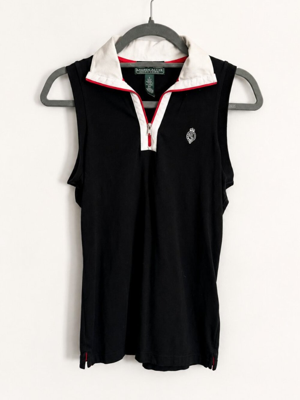 Lauren Ralph Lauren Active Black Sleeveless Polo Top Size S